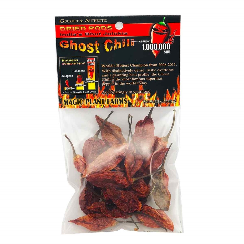 Magic Plant Premium Whole Dried Ghost Chili Pods, 1/2 oz. 