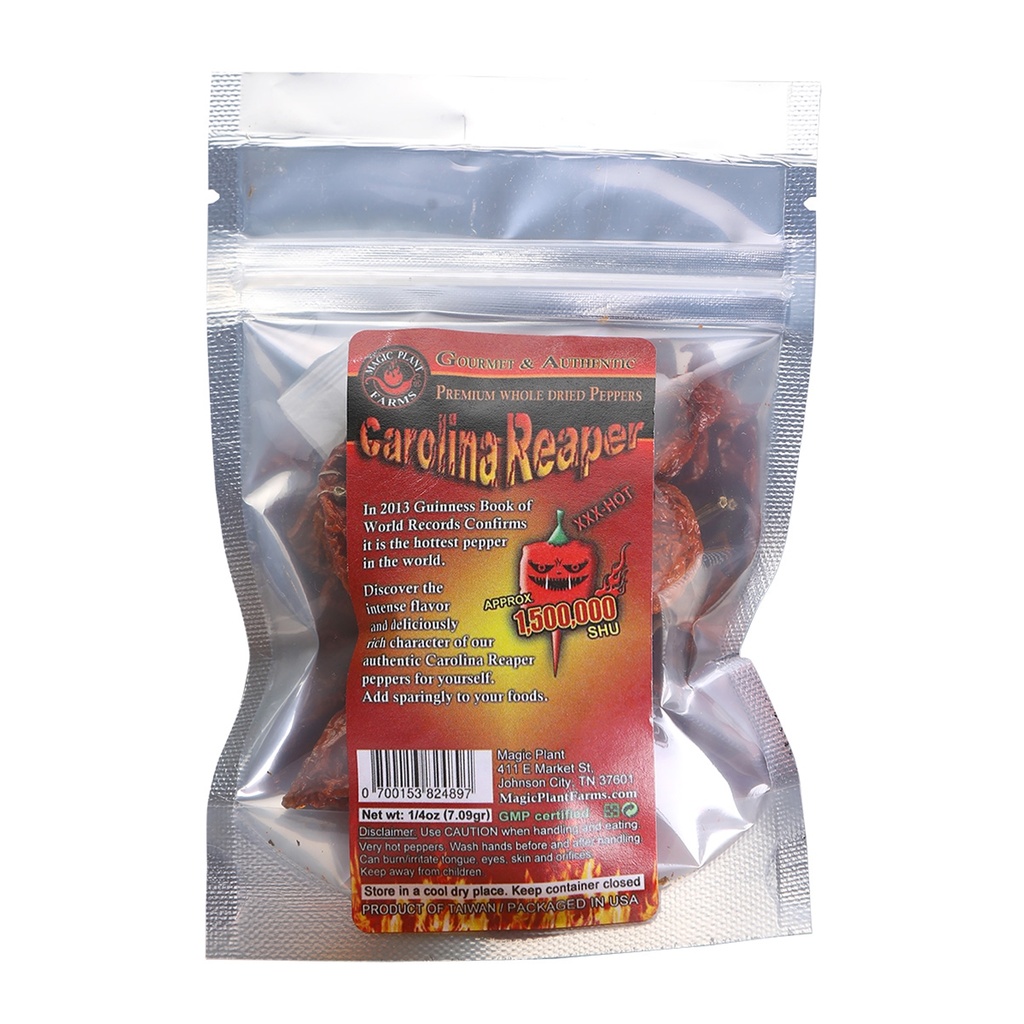Magic Plant Premium Whole Dried Carolina Reaper Pepper Pods, 1/4 oz. 