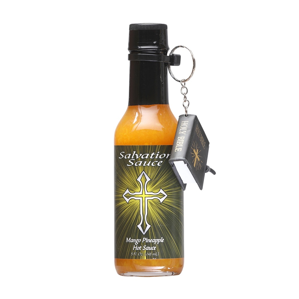 Salvation Sauce Mango Pineapple Hot Sauce w/Bible Keychain