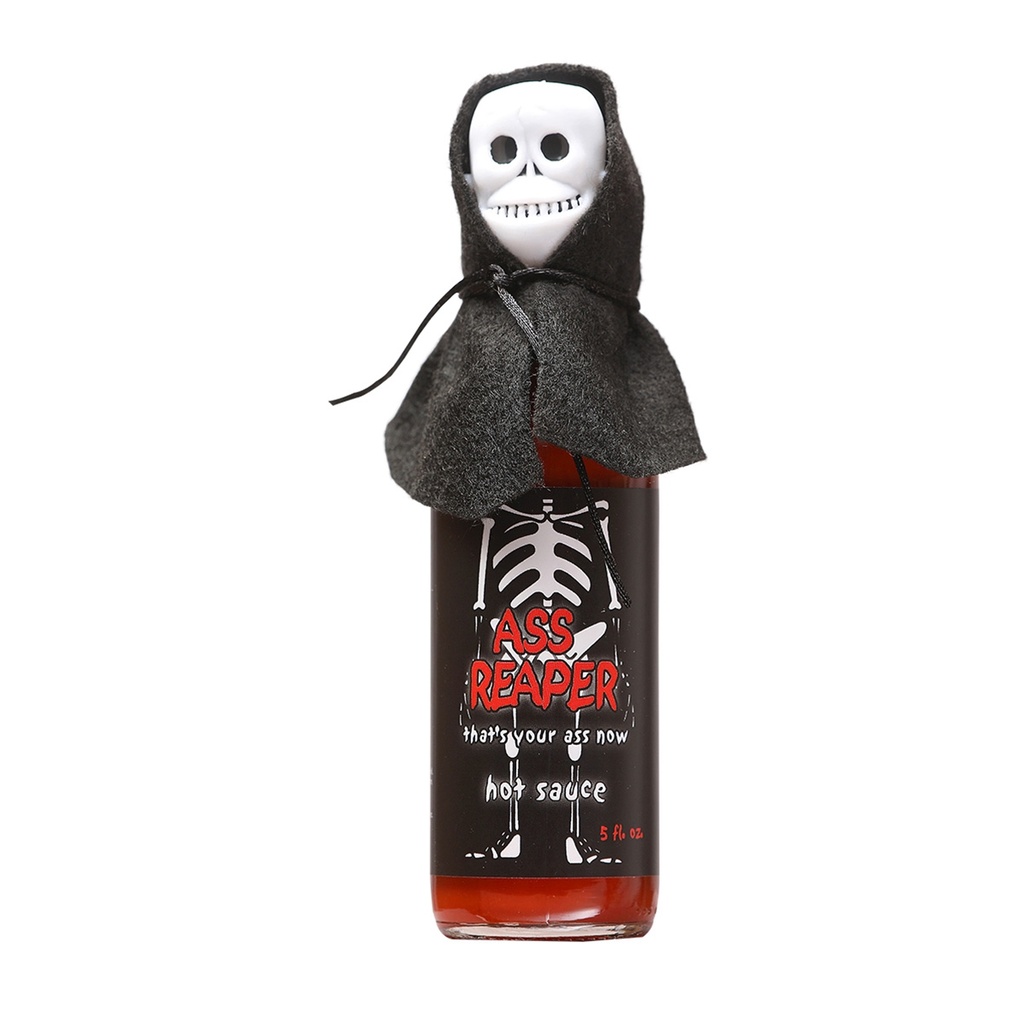 Ass Reaper Hot Sauce with Skull Cap & Black Hood Cape