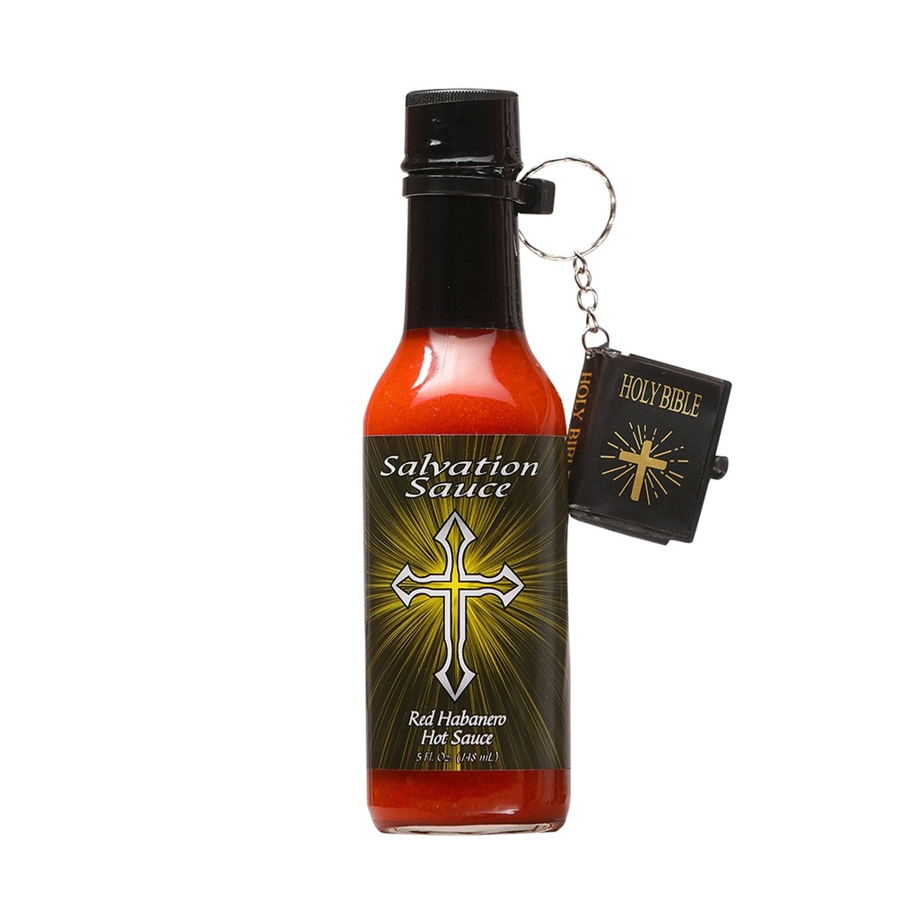 Salvation Sauce Red Habanero Hot Sauce w/Bible Keychain