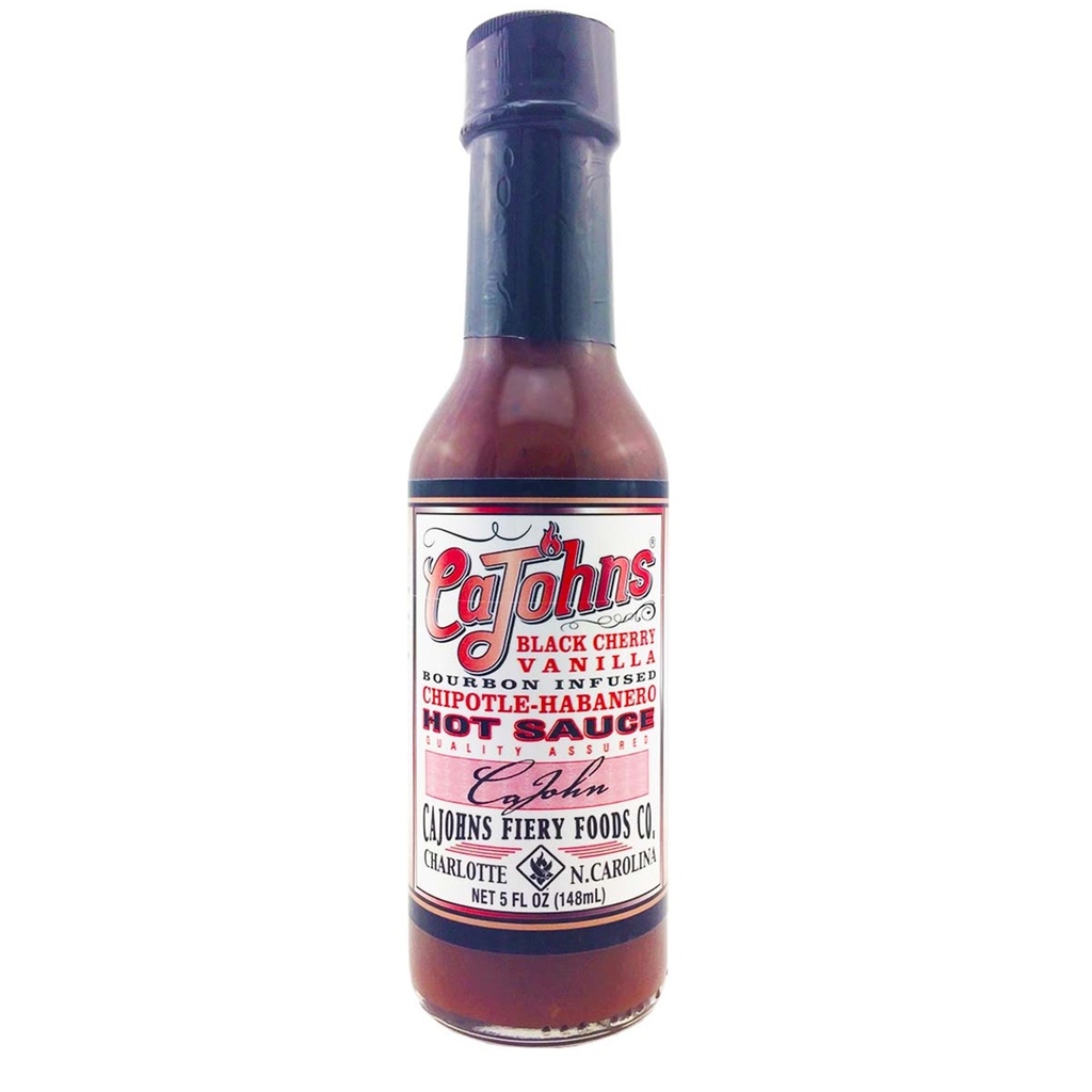 CaJohns Black Cherry Vanilla Bourbon Infused Chipotle-Habanero Hot Sauce