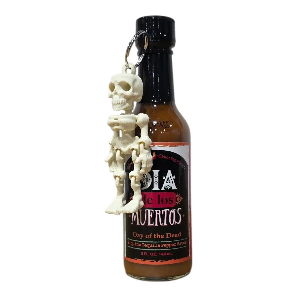 Captain Thom's Day Of The Dead Hot Sauce with 3D Skeleton Key Chain
