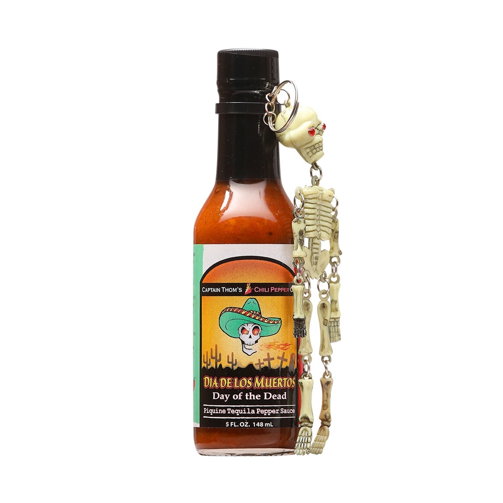 Captain Thom's Day Of The Dead Hot Sauce with Skeleton Key Chain