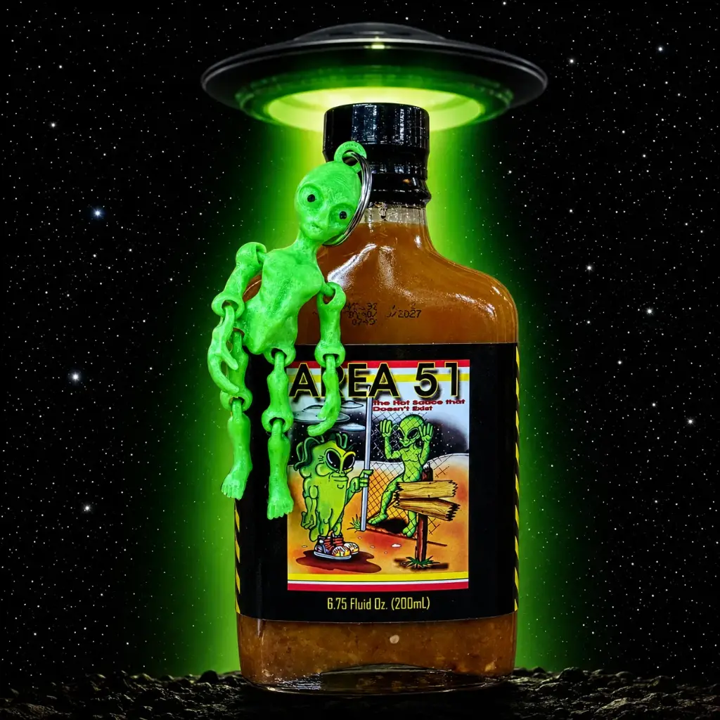 Area 51 - The Hot Sauce That Doesn't Exist w/ 3D Alien Keychain 