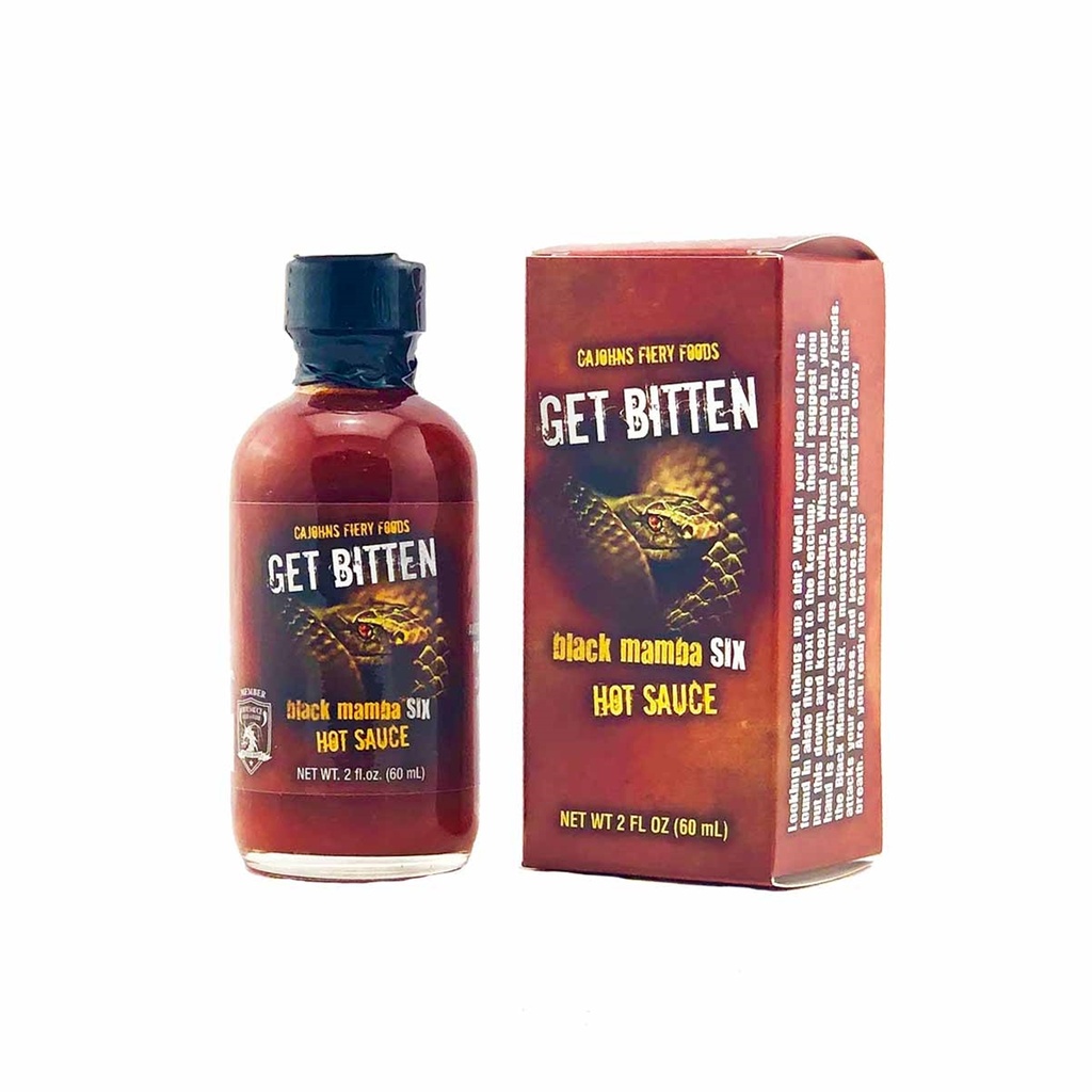 CaJohns GET BITTEN Black Mamba SIX Hot Sauce