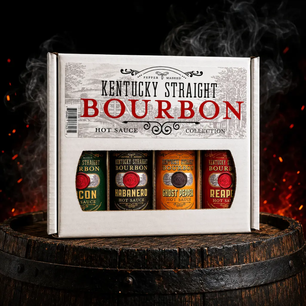 Kentucky Straight Bourbon Hot Sauce 4-Pack Box