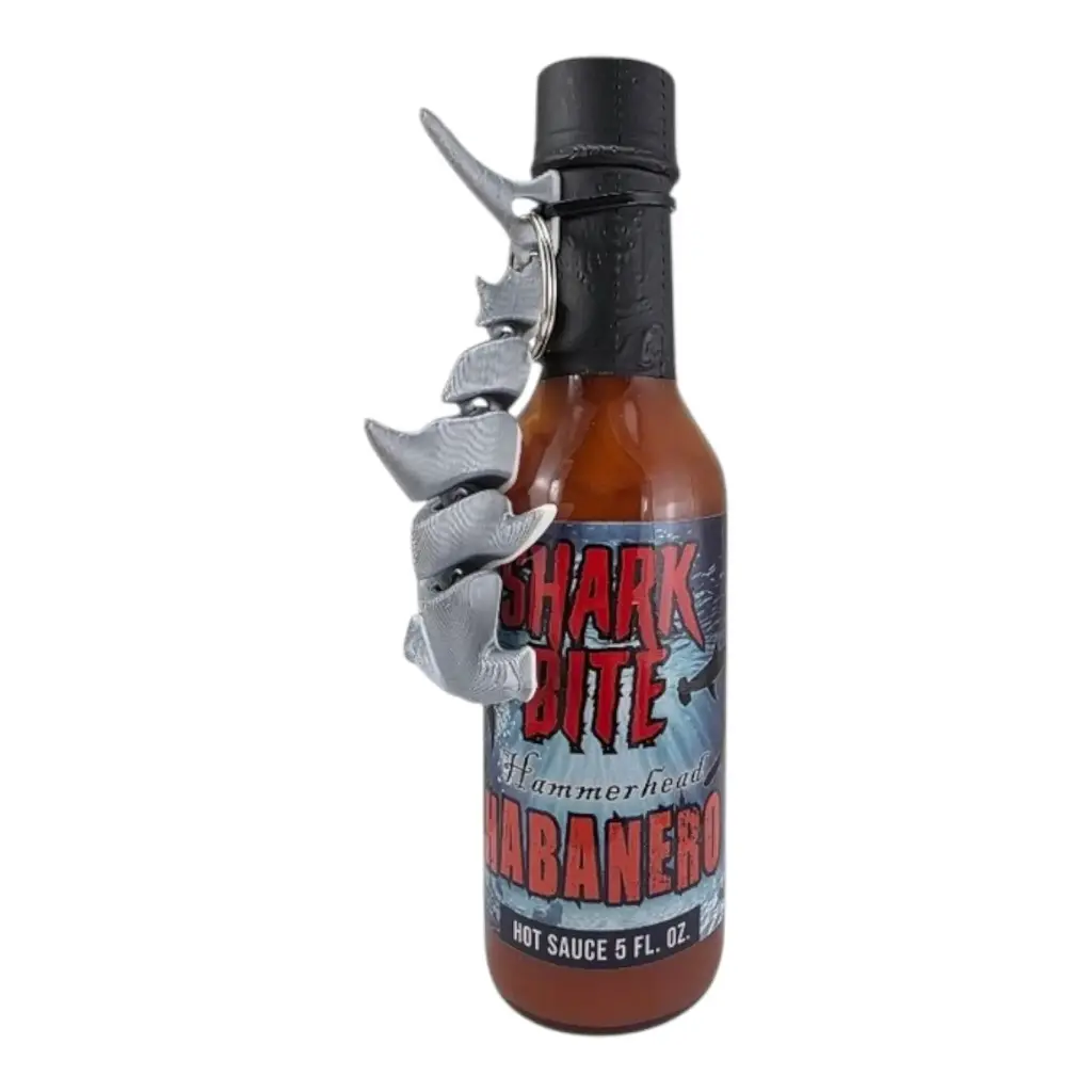 Shark Bite Hammerhead Habanero Hot Sauce with Shark Keychain 